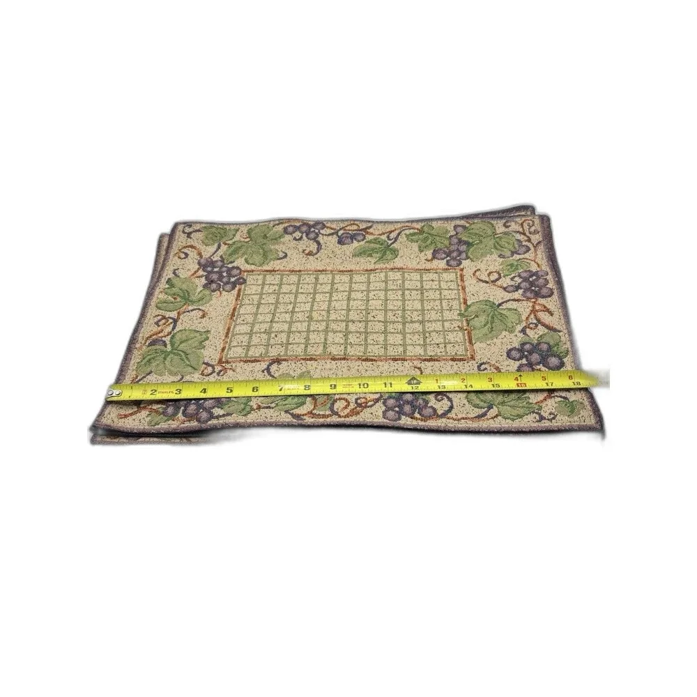 Set Of 6 Vintage Woven Tuscan Grape Vine Tapestry Placemats
